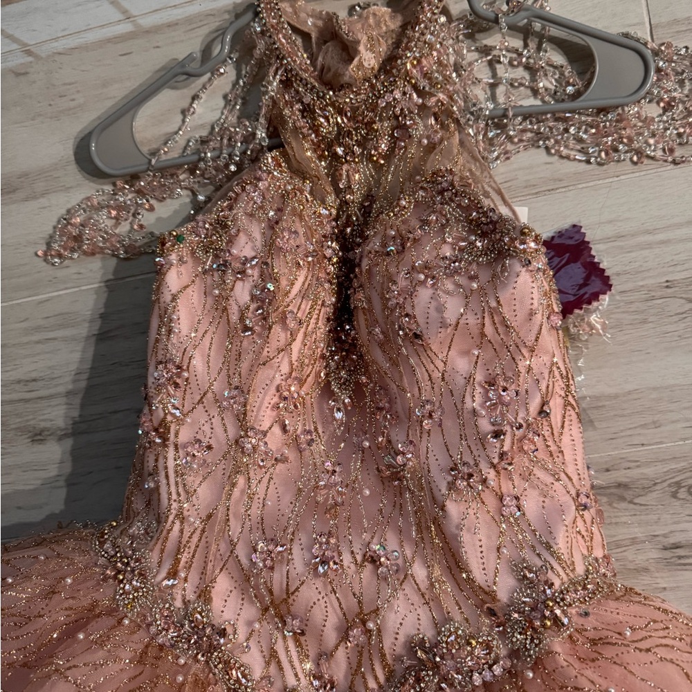 Elegant Pink and Gold Prom Dress